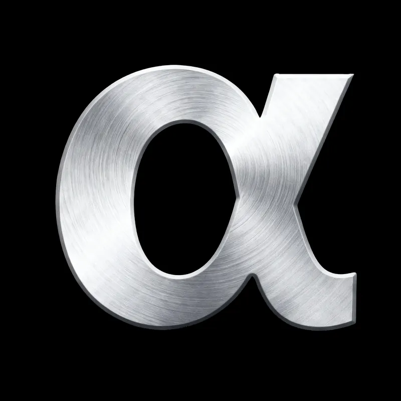 Gradient text 'ALPHALAB' overlaying multiple upward arrows on a dark blue background.