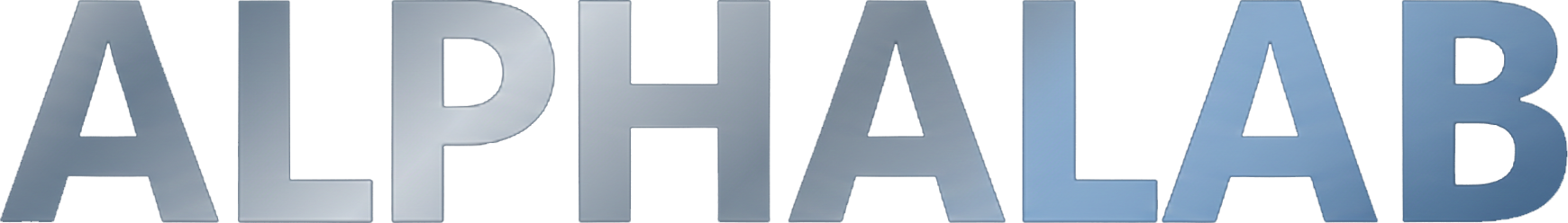 Gradient text reading 'ALPHALAB' with green to yellow coloring on a black background.