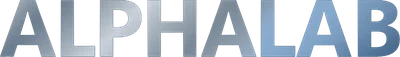 Gradient text reading 'ALPHALAB' with green to yellow coloring on a black background.